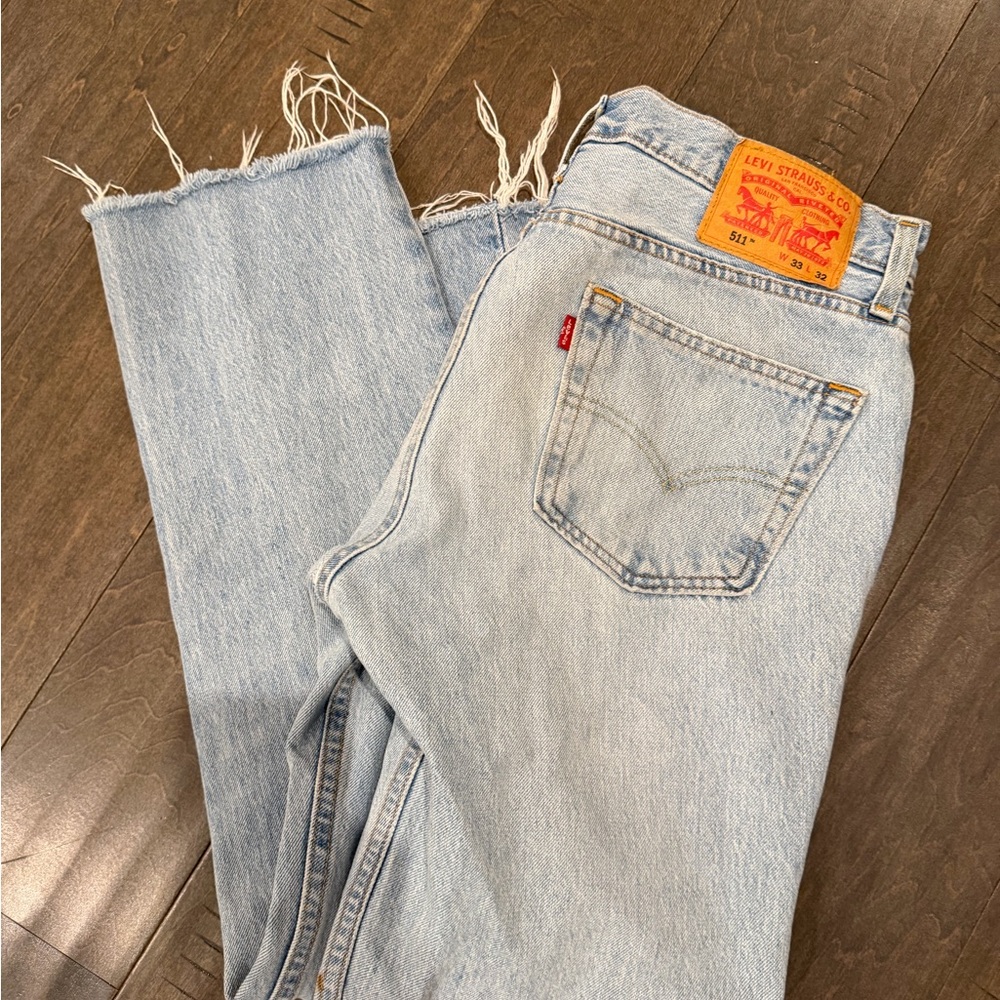 Levi's Light Blue Denim 511 Jeans with Leather Patch